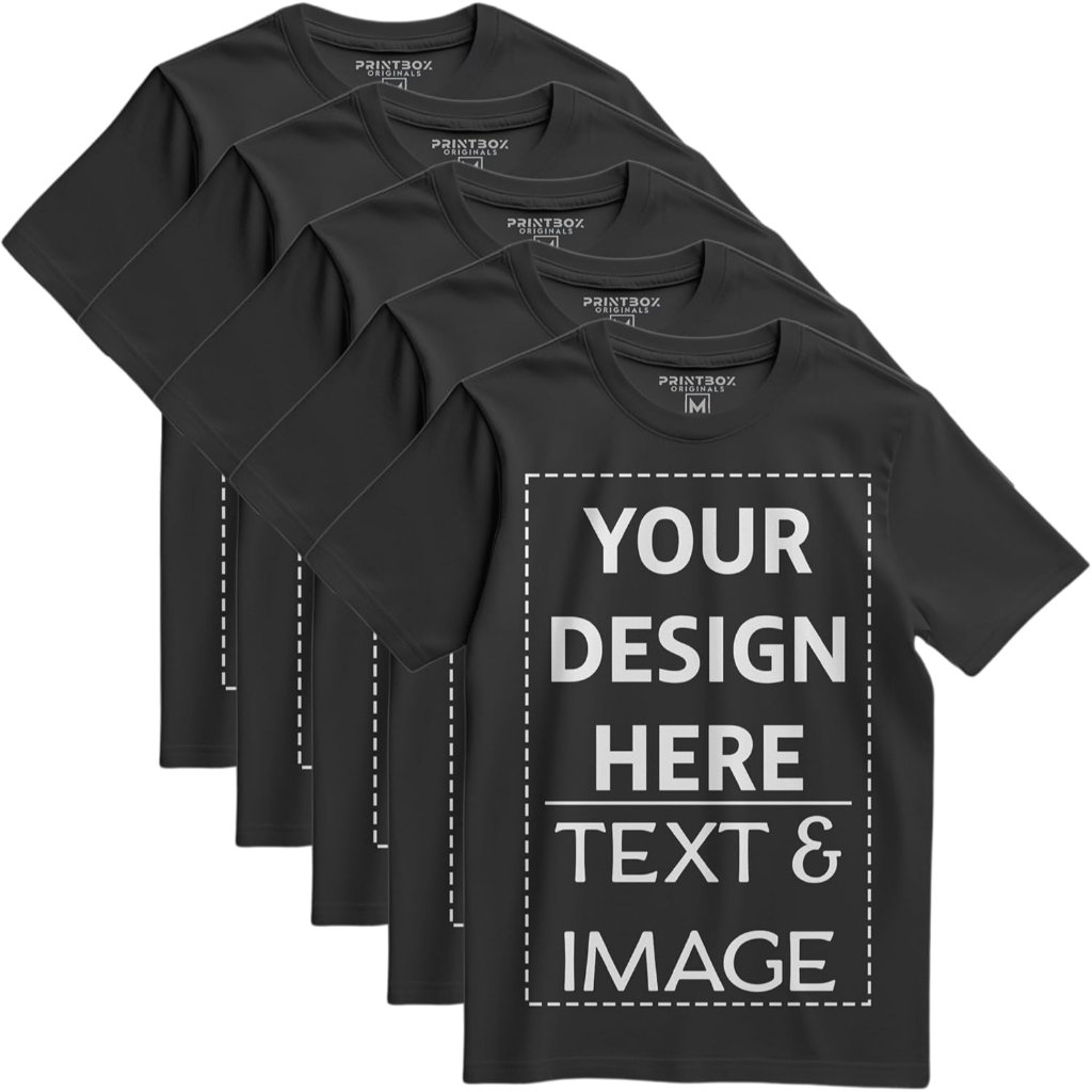 5 Pack Custom Shirts For Men Women, Unisex Style Customized T Shirt, Design Your